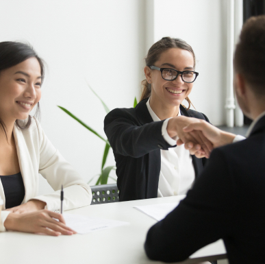 attorney client shaking hands