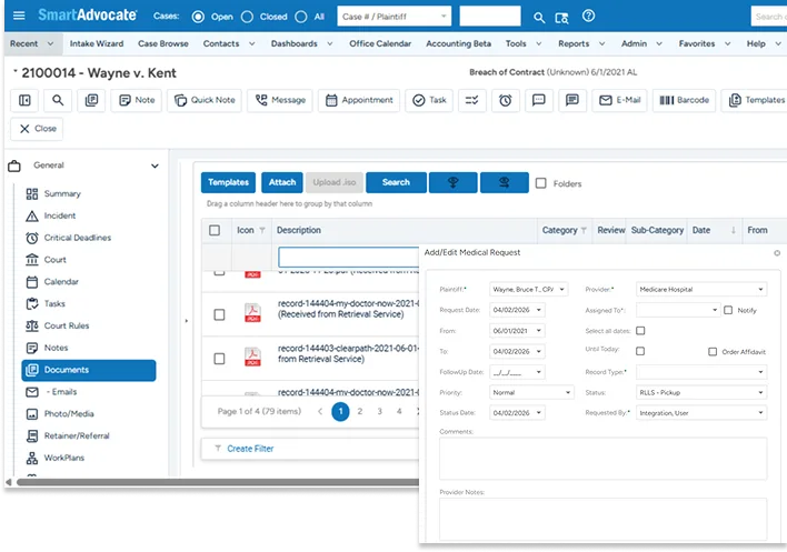 smartadvocate cms screenshot